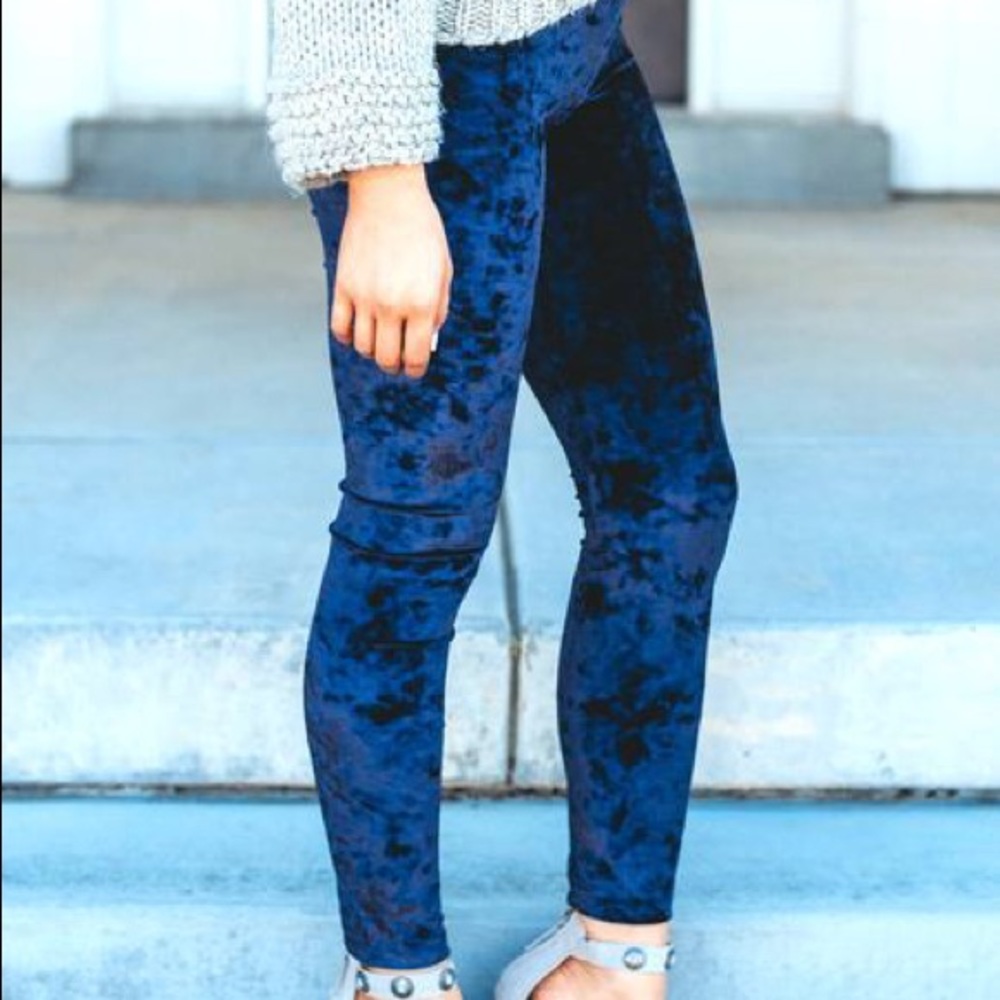 Velvet Leggings Navy Blue